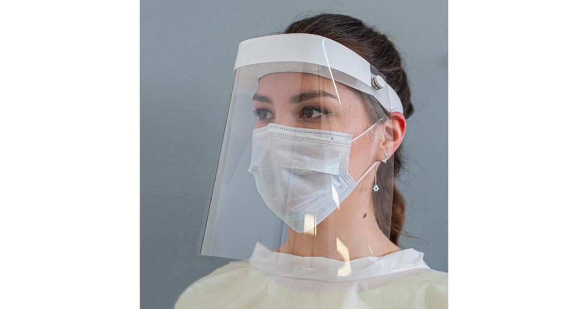 Экран (щиток) защитный лицевой + 5 медицинских масок